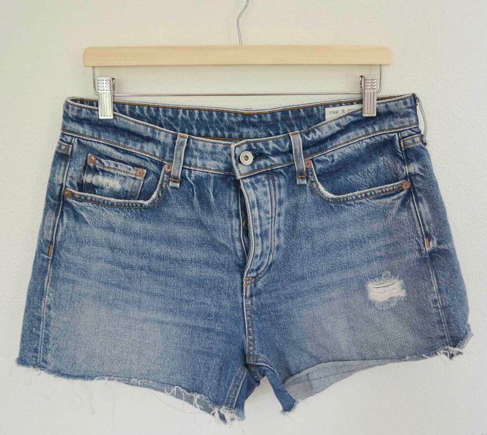 Rag & Bone Dre Low Rise Denim Cutoff Shorts Size 28